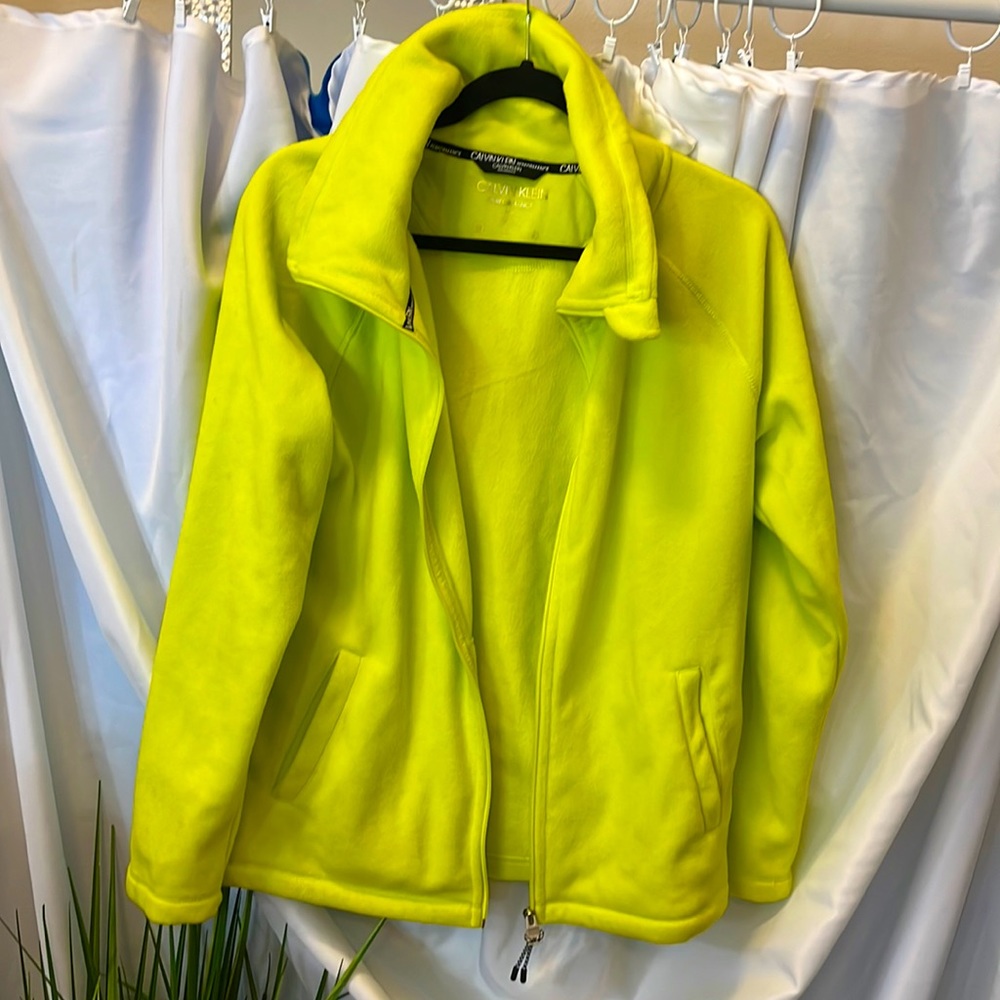 Bright neon green Calvin Klein Performance Jacket.